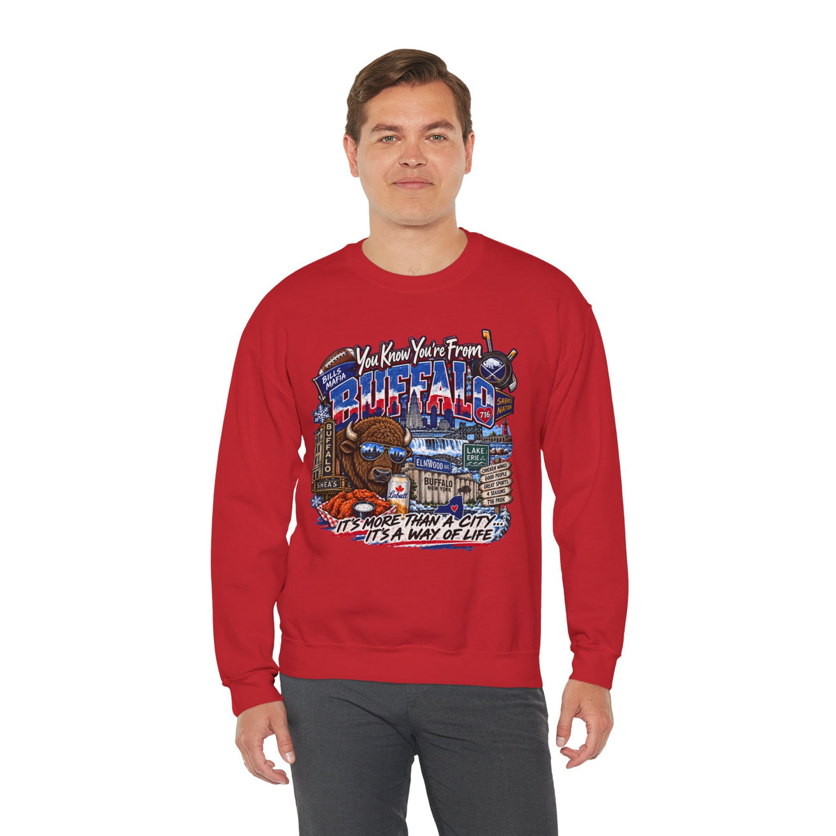 Buffalo City Pride Crewneck Sweatshirt — "You Know You’re From Buffalo" Graphic