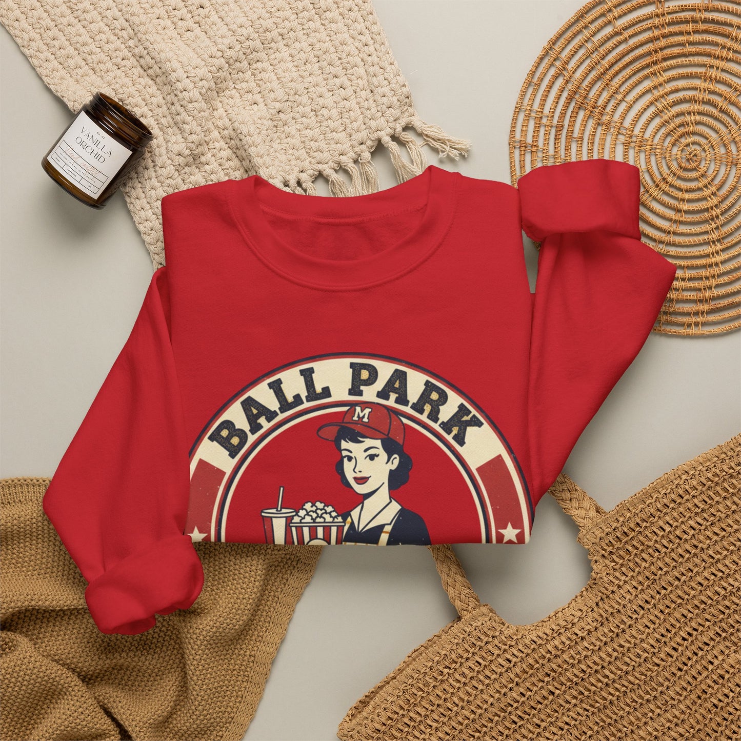 Ball Park Snack Mom Sweatshirt | Retro Baseball Concession Design