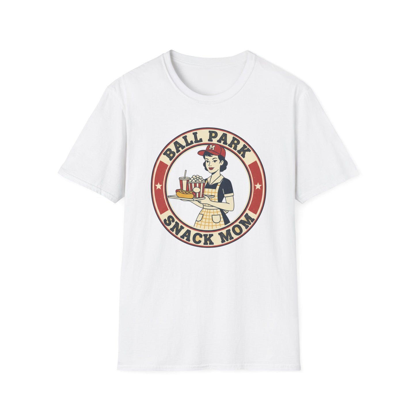 Ball Park Snack Mom T-Shirt — Vintage Baseball Concession Stand Tee