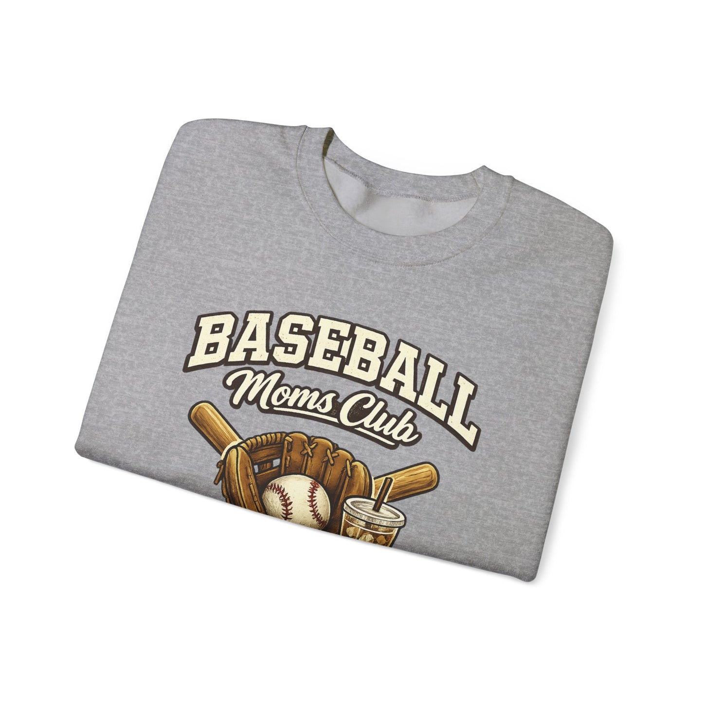 Baseball Moms Club Crewneck Sweatshirt | Vintage Glove Bat Ball Design
