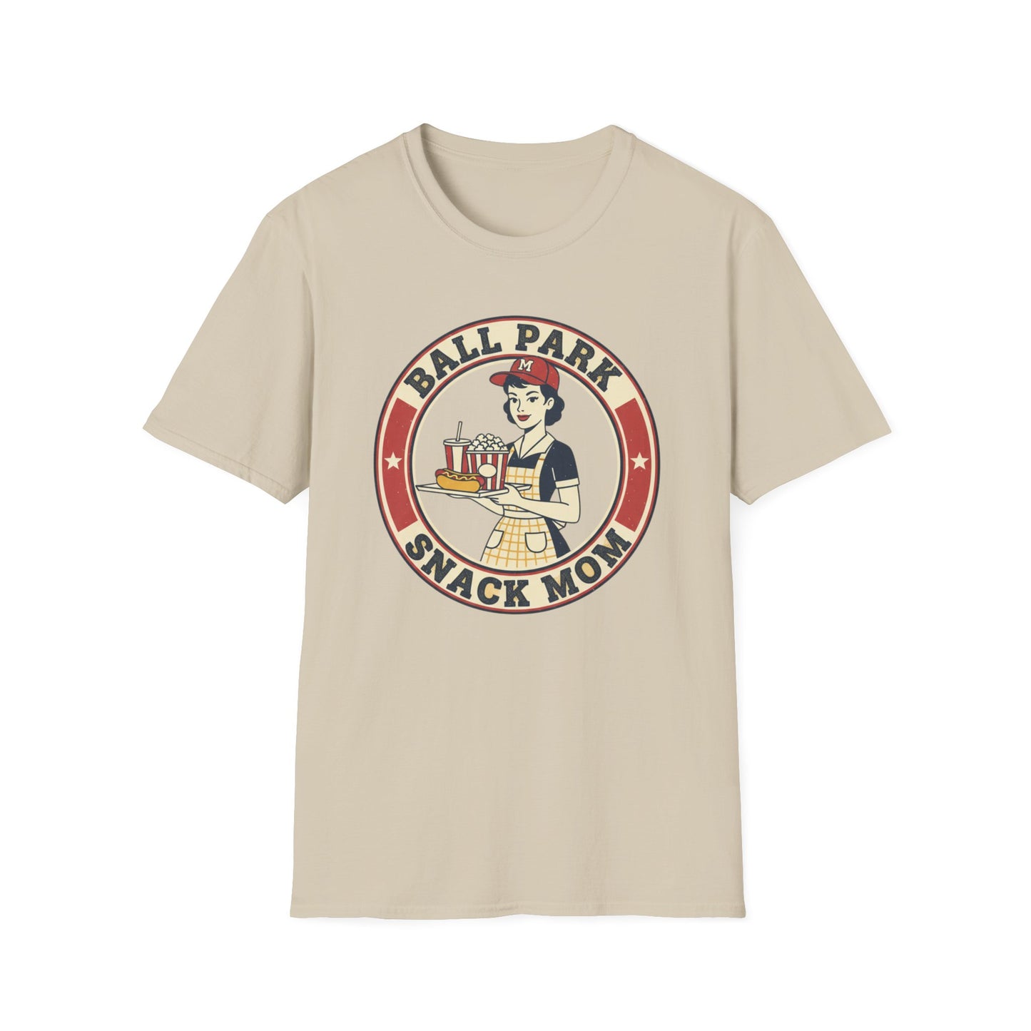 Ball Park Snack Mom T-Shirt — Vintage Baseball Concession Stand Tee
