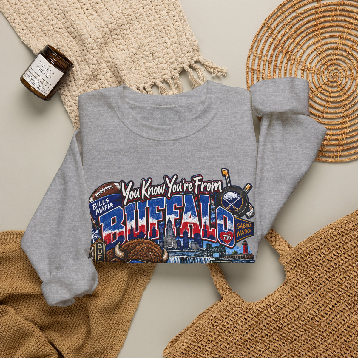 Buffalo City Pride Crewneck Sweatshirt — "You Know You’re From Buffalo" Graphic