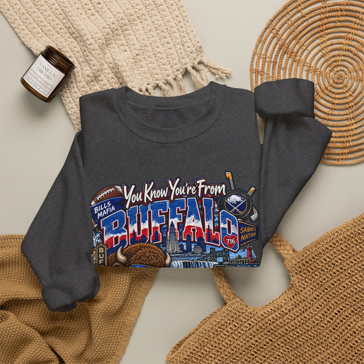 Buffalo City Pride Crewneck Sweatshirt — "You Know You’re From Buffalo" Graphic