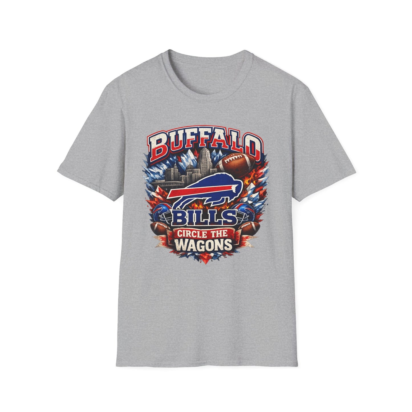 Buffalo Bills logo football t-shirt | Circle the Wagons city skyline