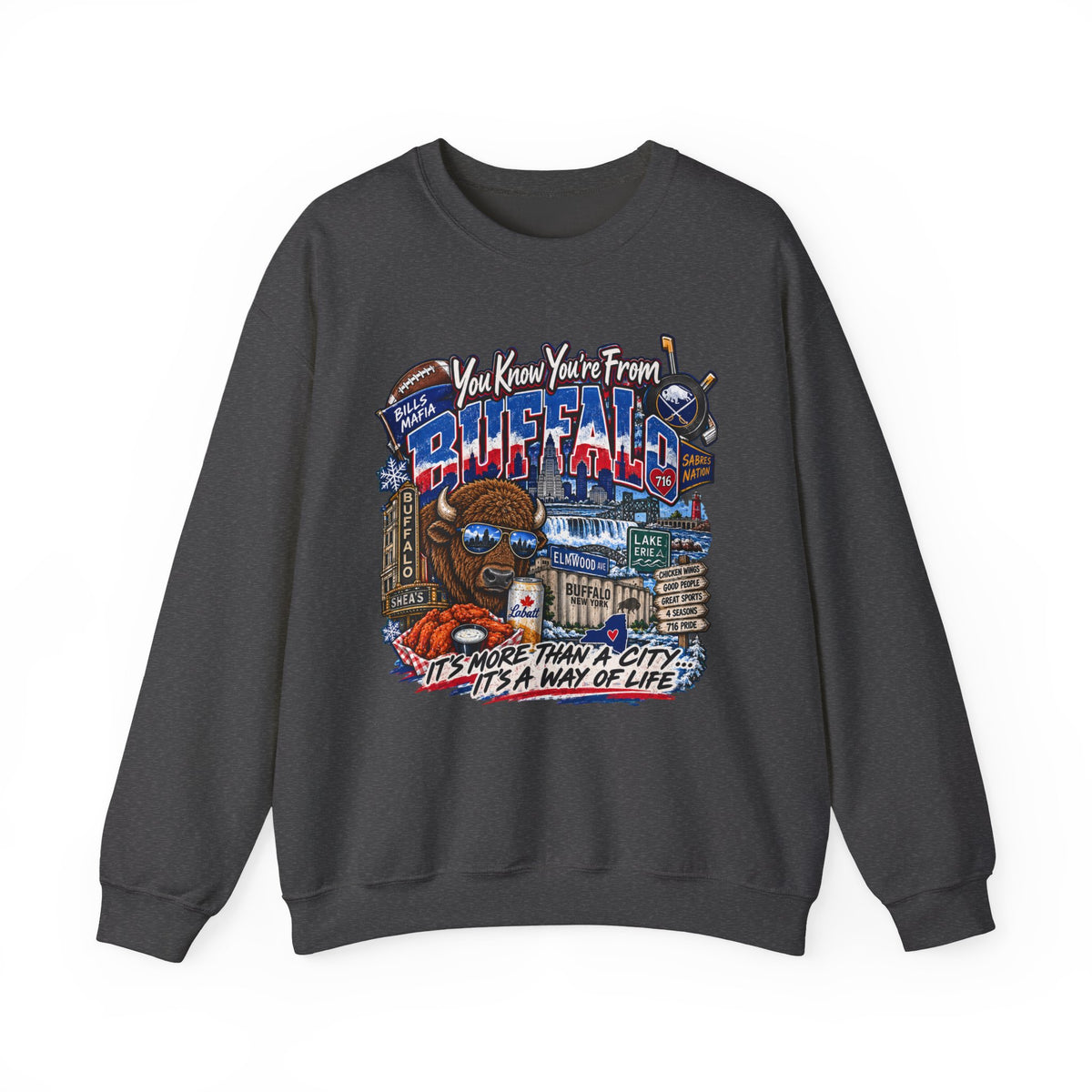 Buffalo City Pride Crewneck Sweatshirt — "You Know You’re From Buffalo" Graphic