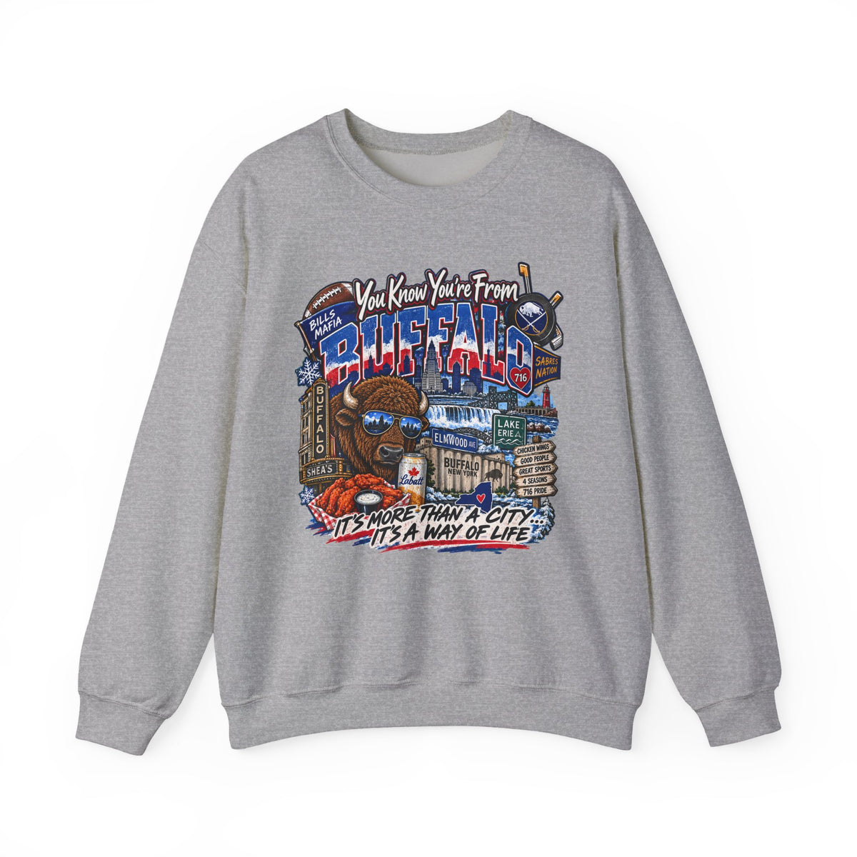 Buffalo City Pride Crewneck Sweatshirt — "You Know You’re From Buffalo" Graphic