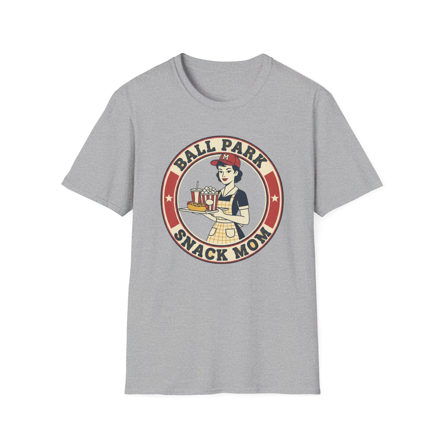 Ball Park Snack Mom T-Shirt — Vintage Baseball Concession Stand Tee