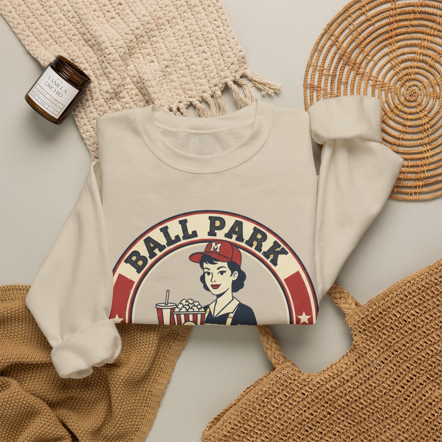 Ball Park Snack Mom Sweatshirt | Retro Baseball Concession Design