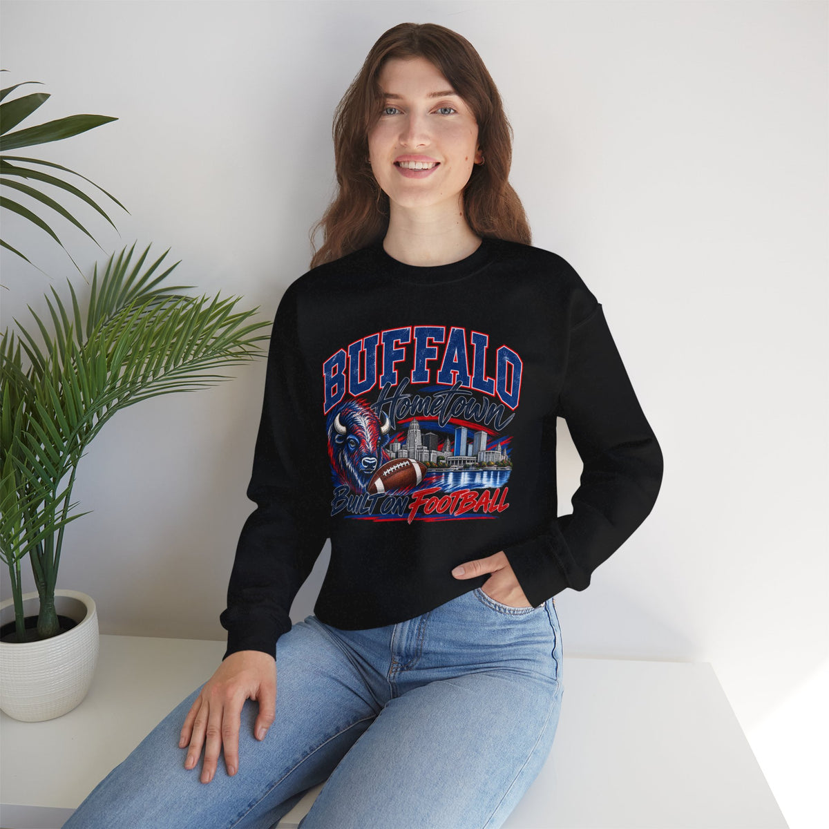 Buffalo Hometown Built on Football Crewneck