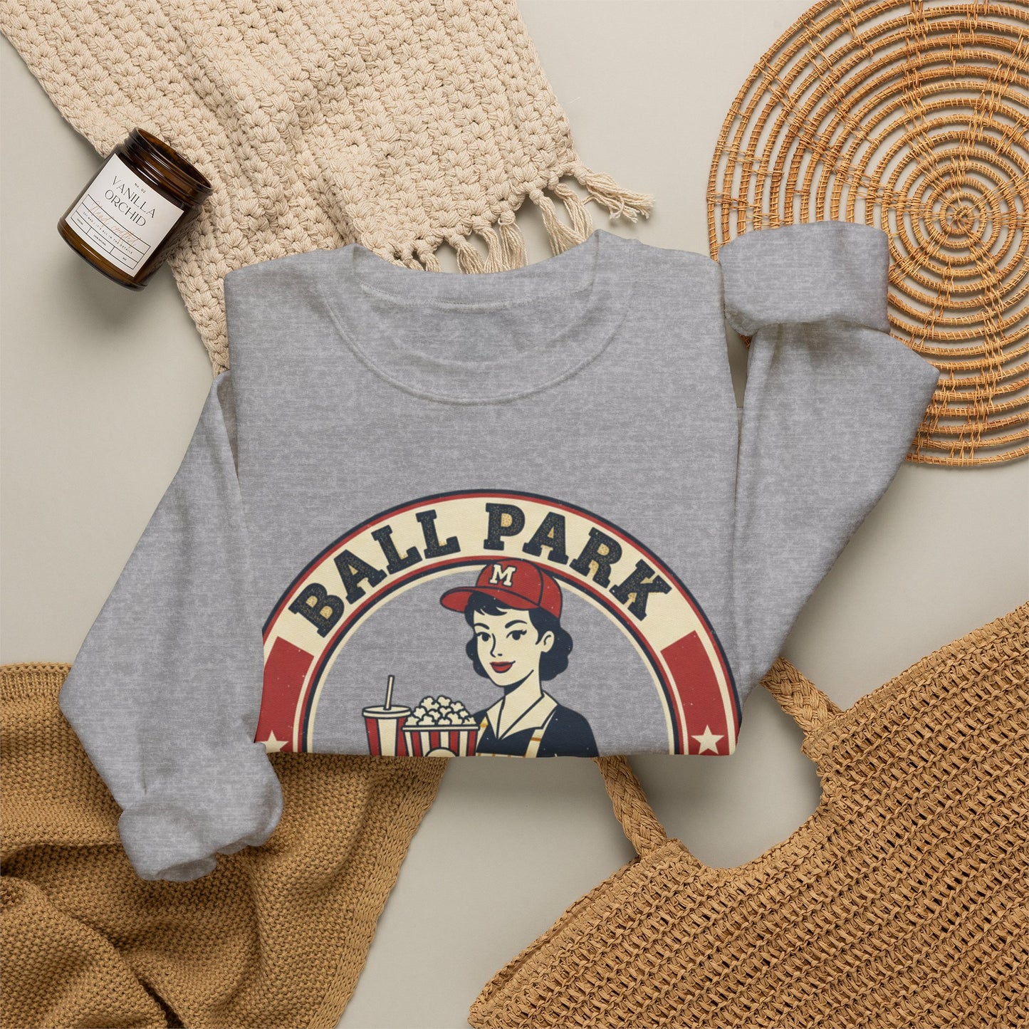 Ball Park Snack Mom Sweatshirt | Retro Baseball Concession Design