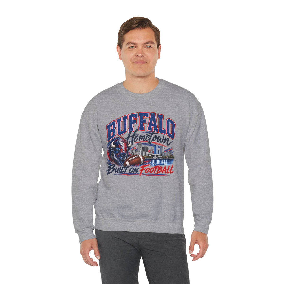 Buffalo Hometown Built on Football Crewneck