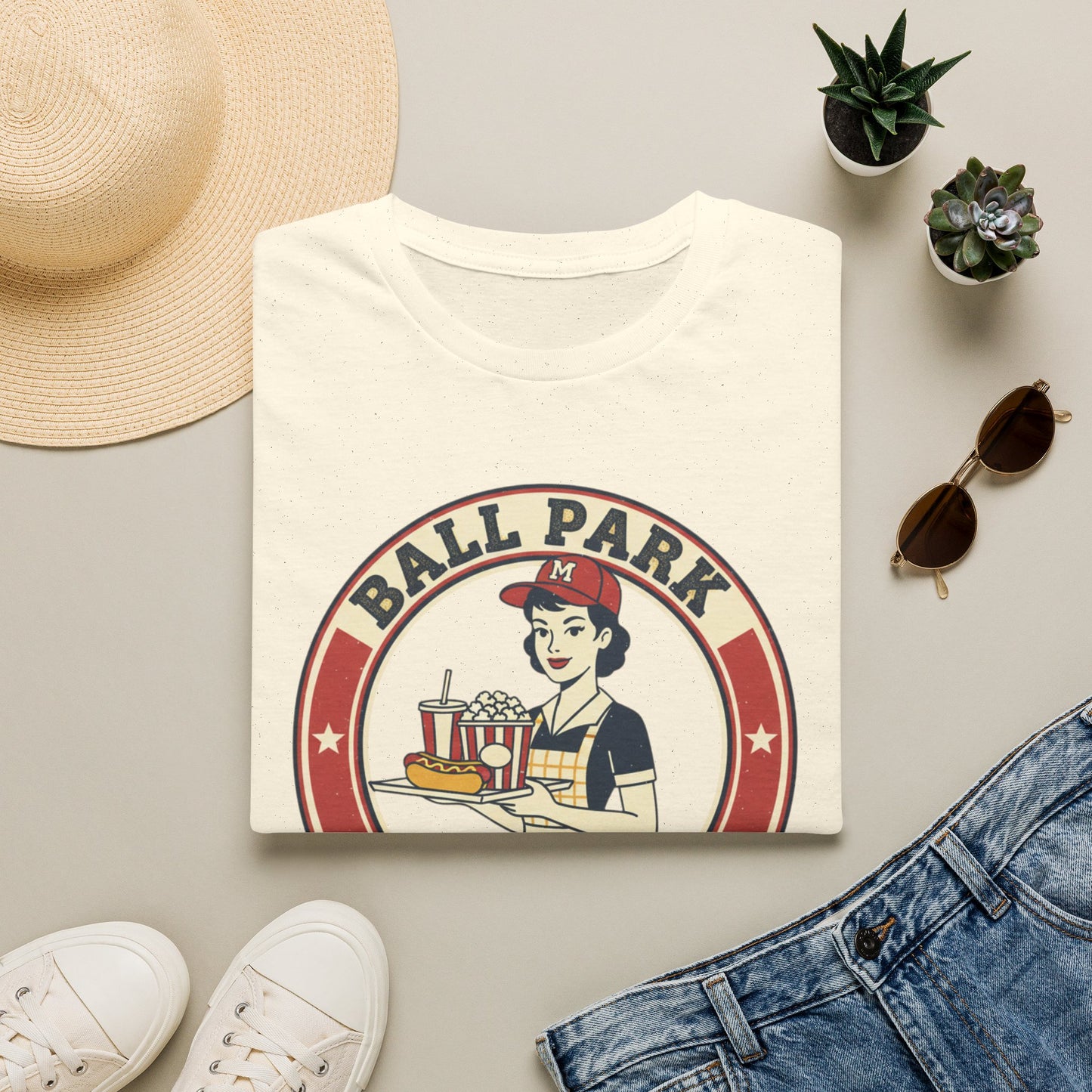 Ball Park Snack Mom T-Shirt — Vintage Baseball Concession Stand Tee