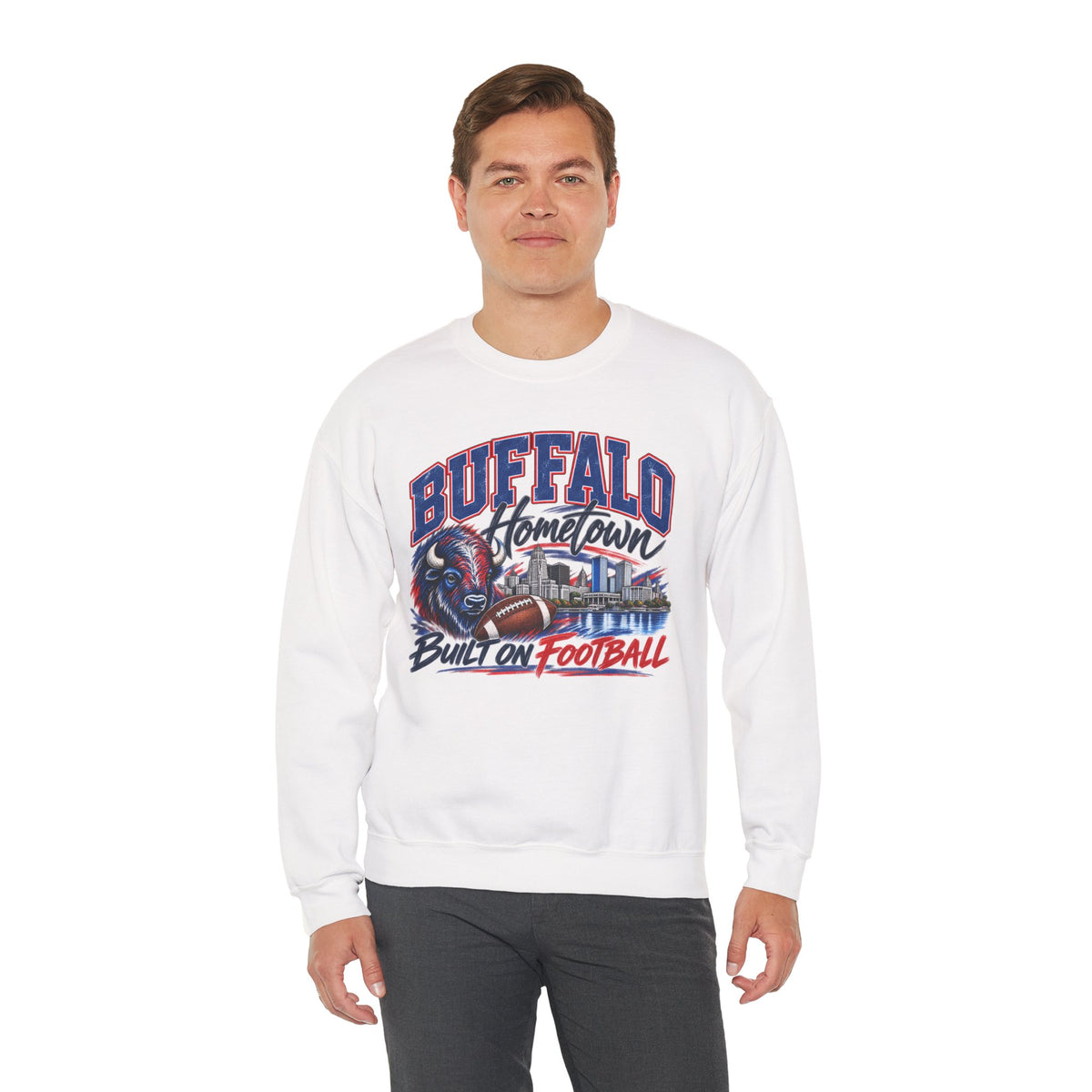 Buffalo Hometown Built on Football Crewneck