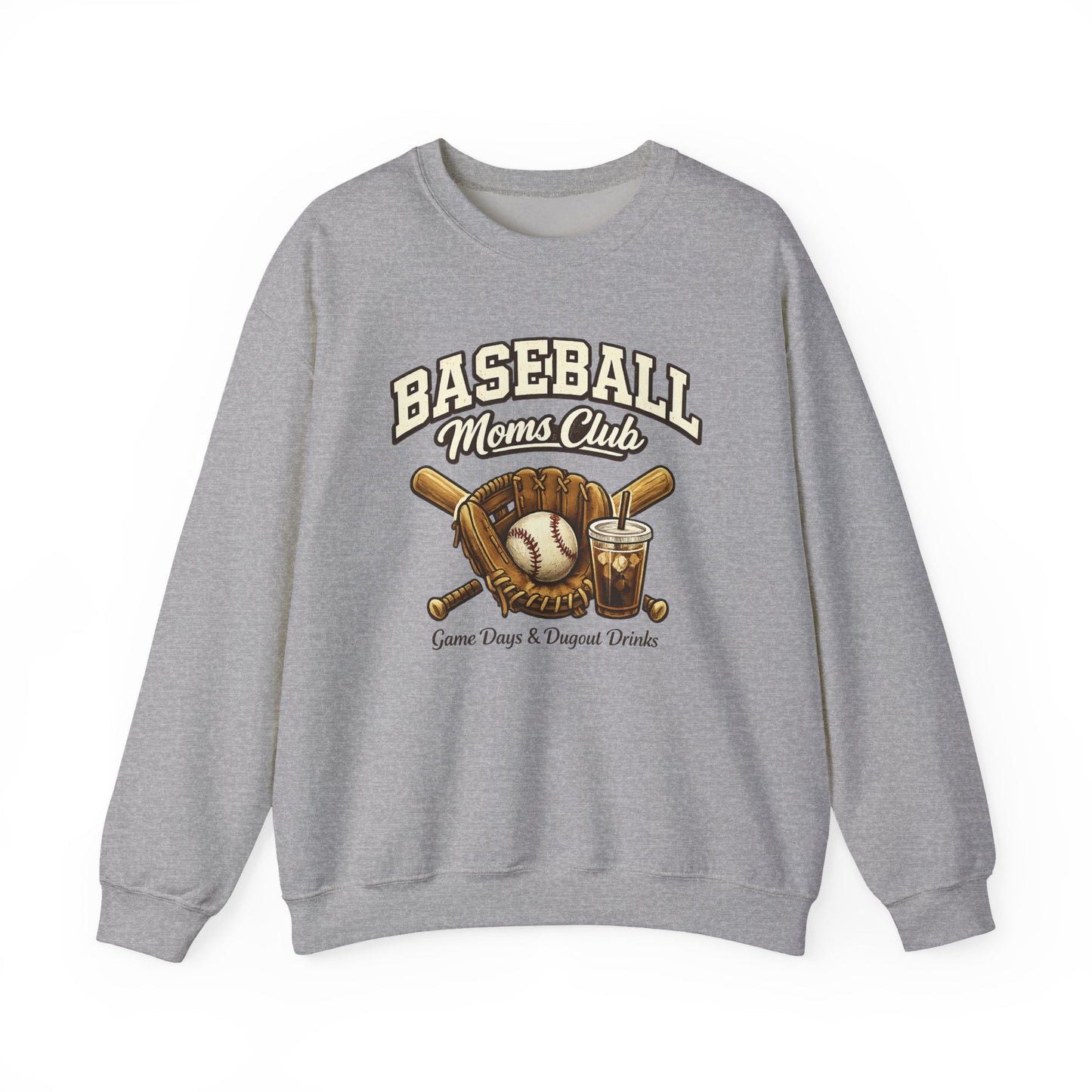 Baseball Moms Club Crewneck Sweatshirt | Vintage Glove Bat Ball Design