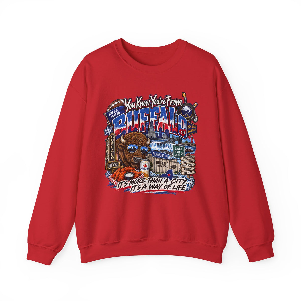 Buffalo City Pride Crewneck Sweatshirt — "You Know You’re From Buffalo" Graphic