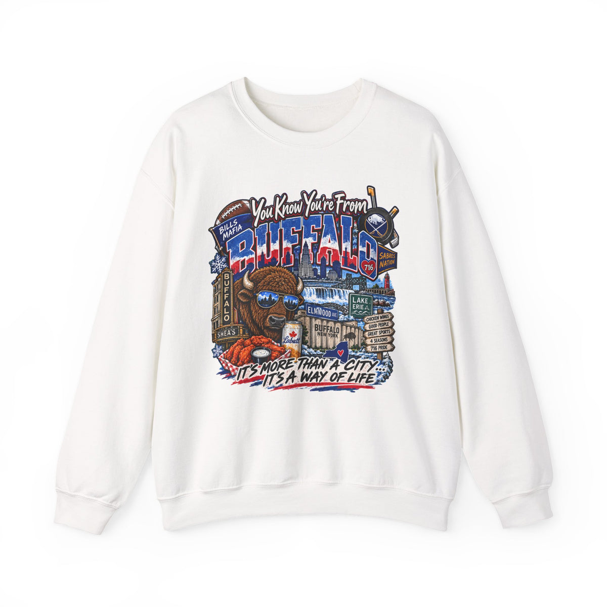 Buffalo City Pride Crewneck Sweatshirt — "You Know You’re From Buffalo" Graphic