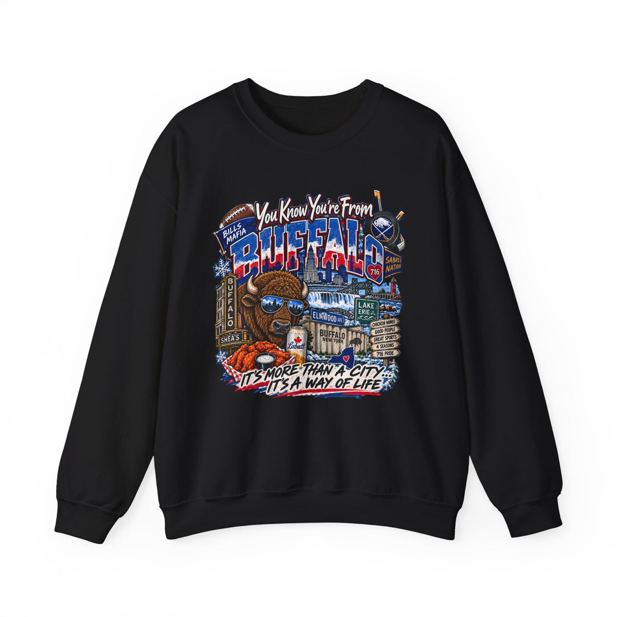 Buffalo City Pride Crewneck Sweatshirt — "You Know You’re From Buffalo" Graphic