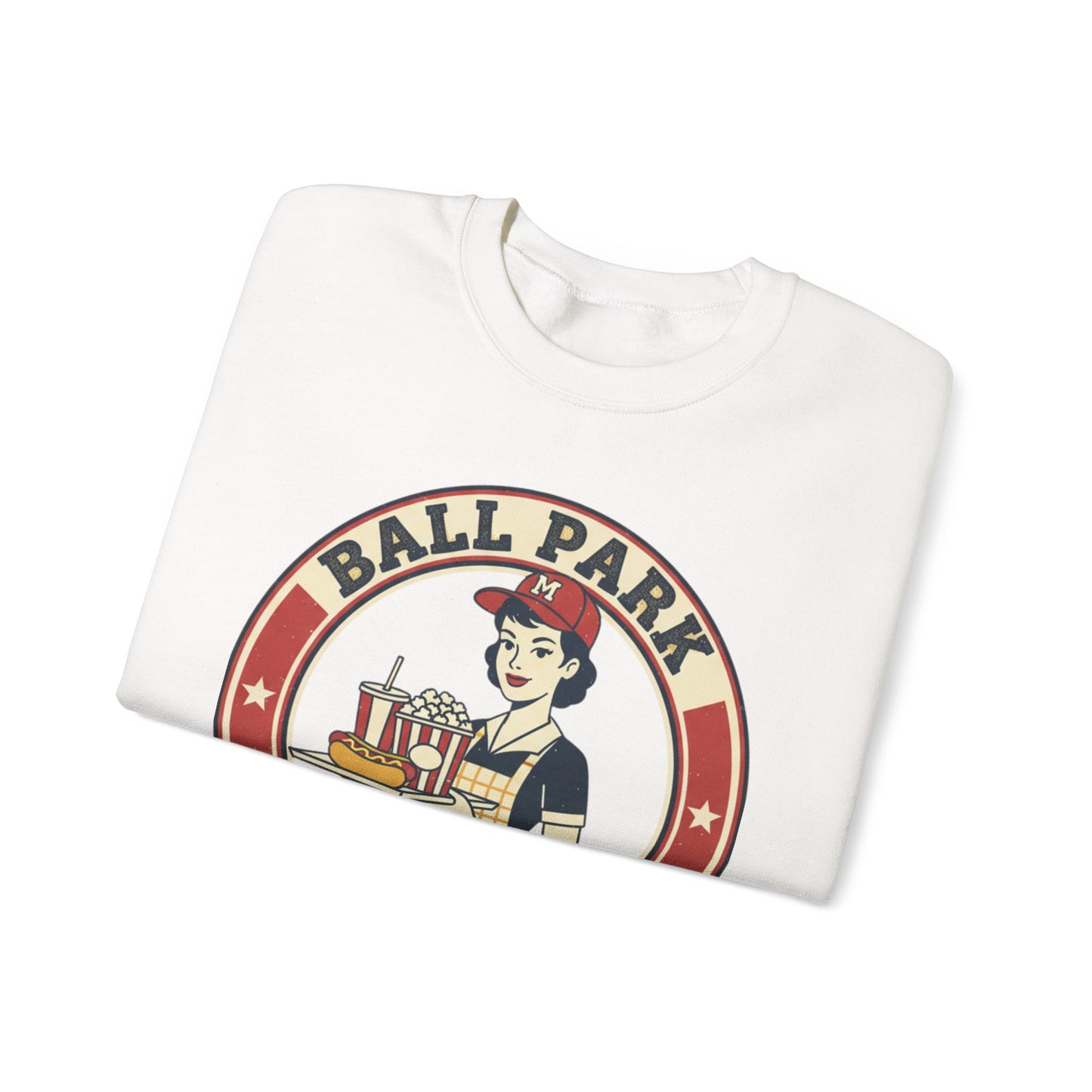 Ball Park Snack Mom Sweatshirt | Retro Baseball Concession Design