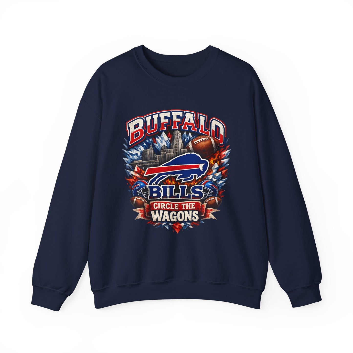 Buffalo Bills Circle the Wagons Crewneck Sweatshirt | NFL Team Pullover
