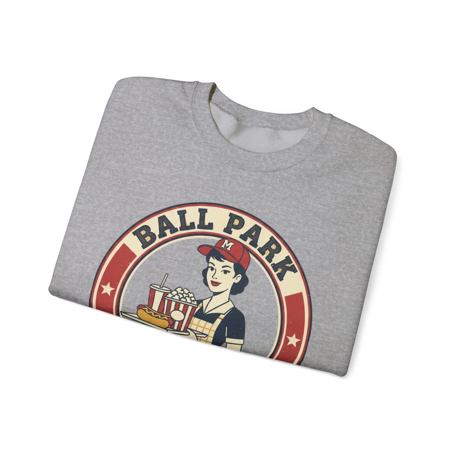 Ball Park Snack Mom Sweatshirt | Retro Baseball Concession Design