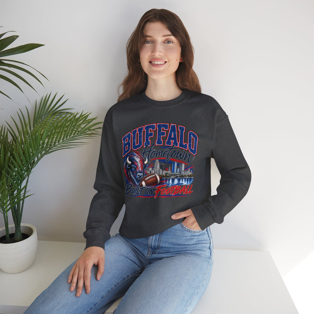 Buffalo Hometown Built on Football Crewneck