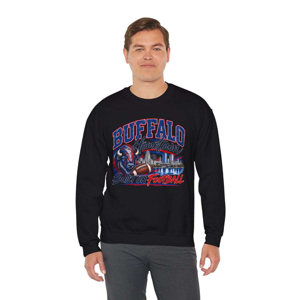 Buffalo Hometown Built on Football Crewneck