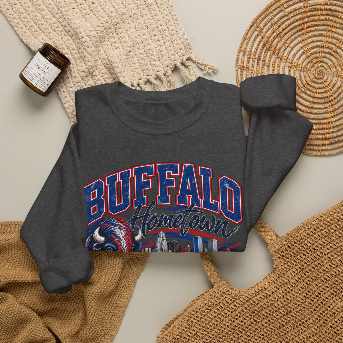 Buffalo Hometown Built on Football Crewneck