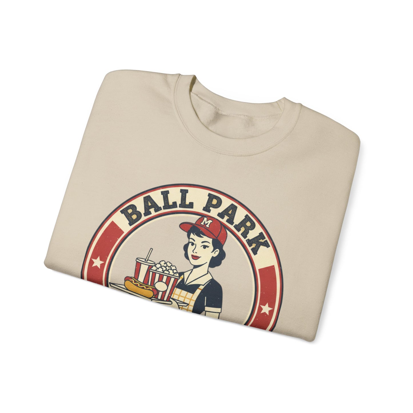 Ball Park Snack Mom Sweatshirt | Retro Baseball Concession Design