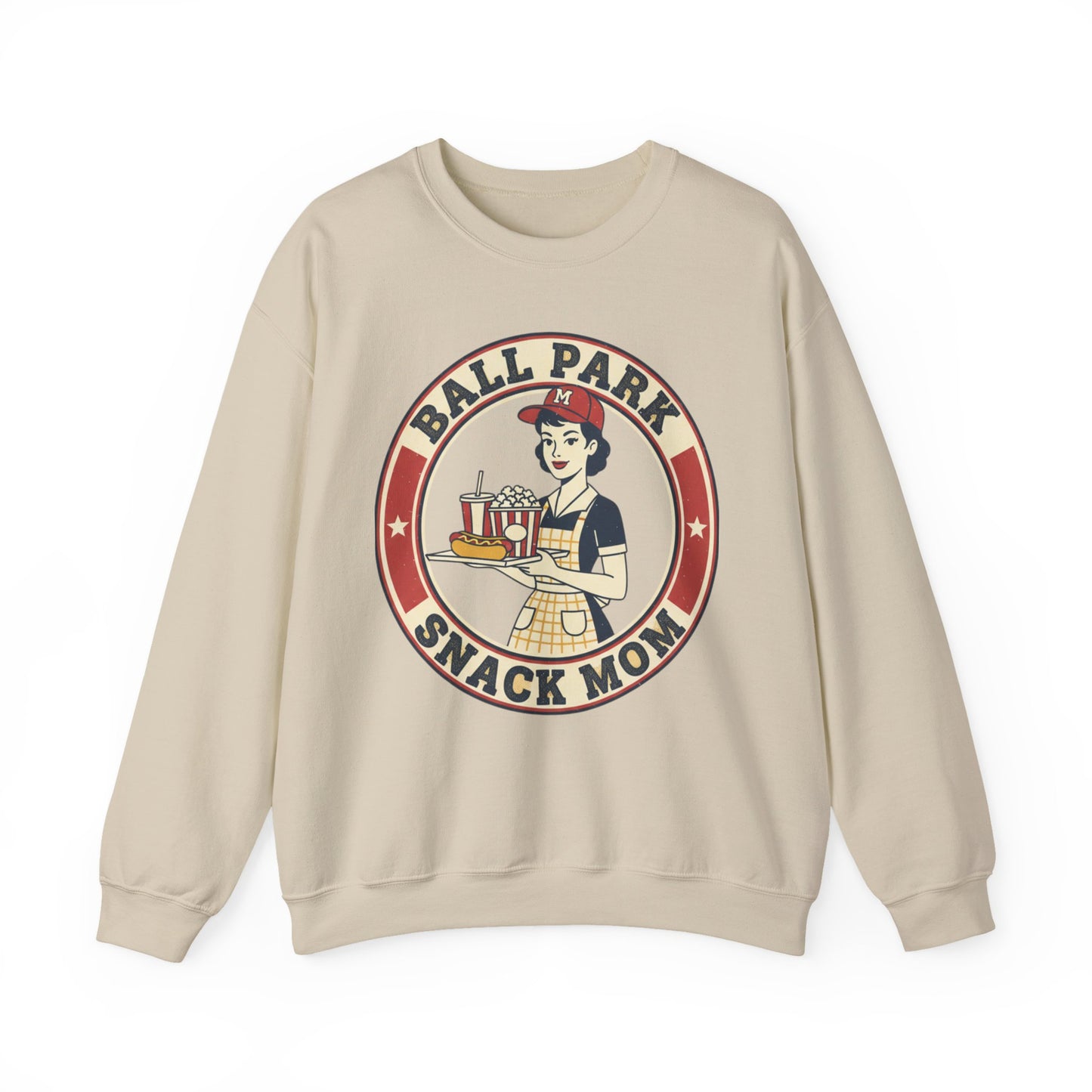 Ball Park Snack Mom Sweatshirt | Retro Baseball Concession Design
