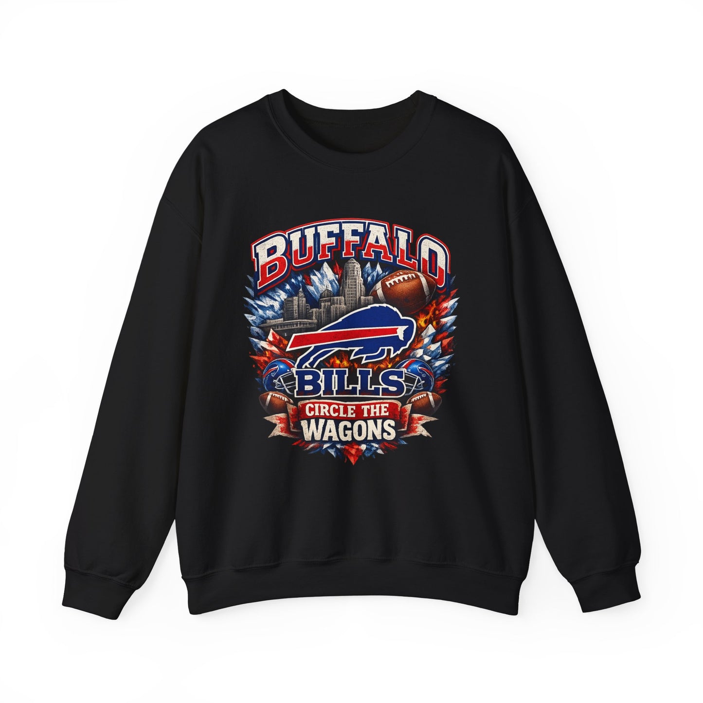 Buffalo Bills Circle the Wagons Crewneck Sweatshirt | NFL Team Pullover