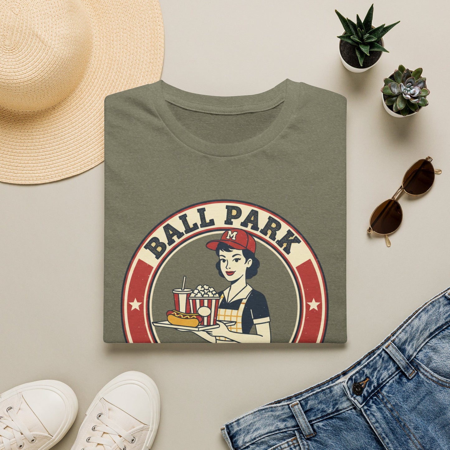 Ball Park Snack Mom T-Shirt — Vintage Baseball Concession Stand Tee