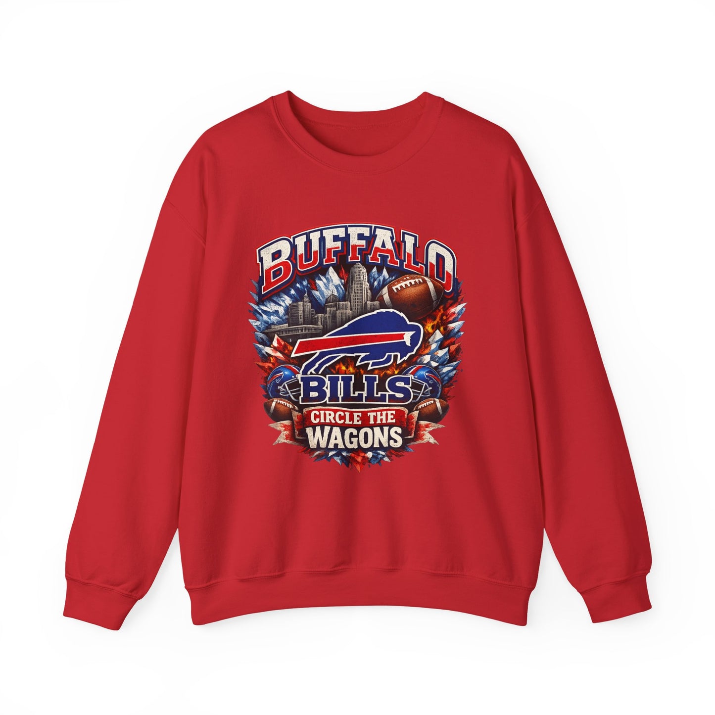 Buffalo Bills Circle the Wagons Crewneck Sweatshirt | NFL Team Pullover