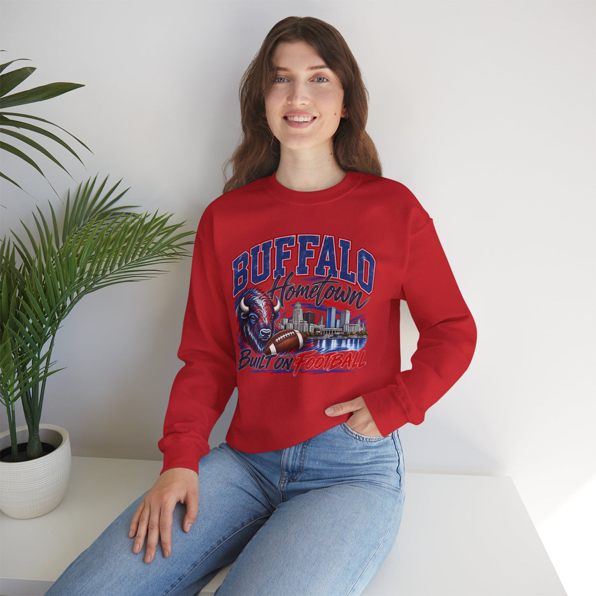Buffalo Hometown Built on Football Crewneck