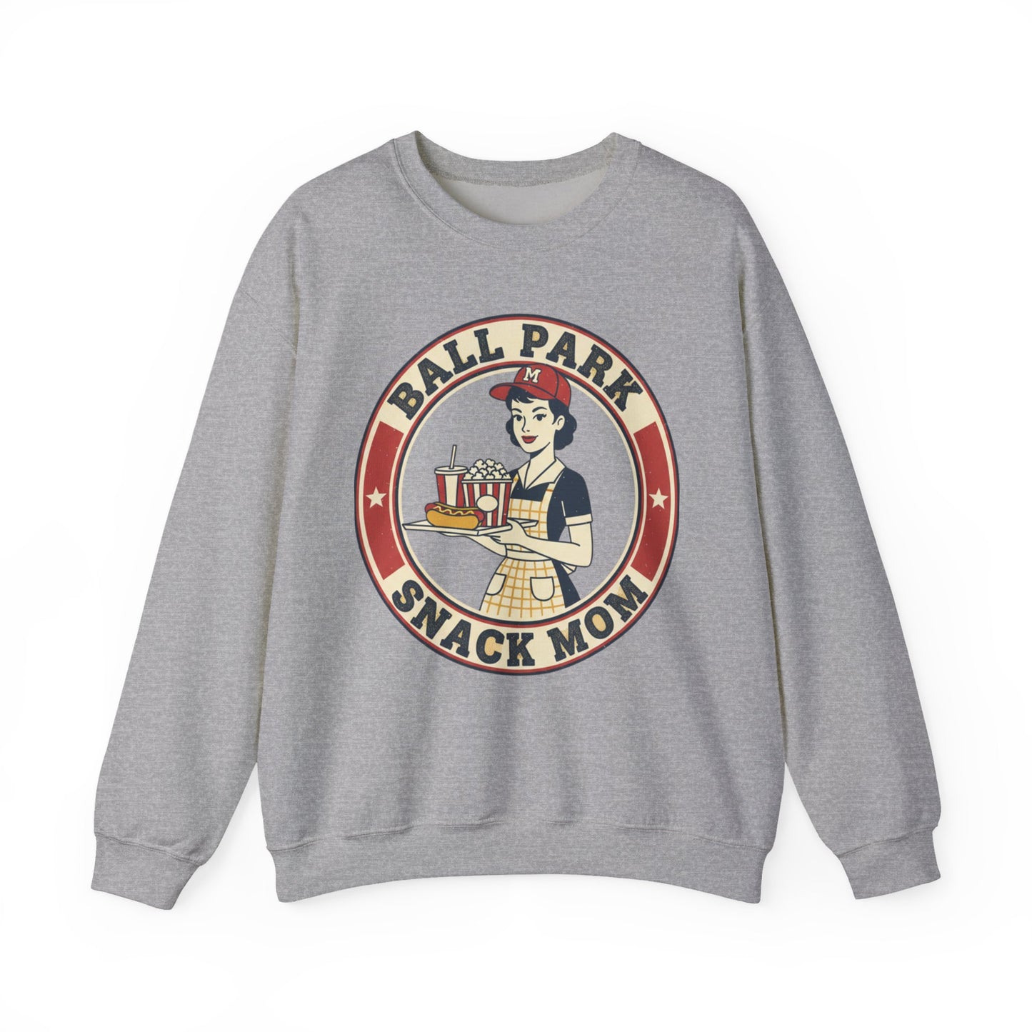 Ball Park Snack Mom Sweatshirt | Retro Baseball Concession Design
