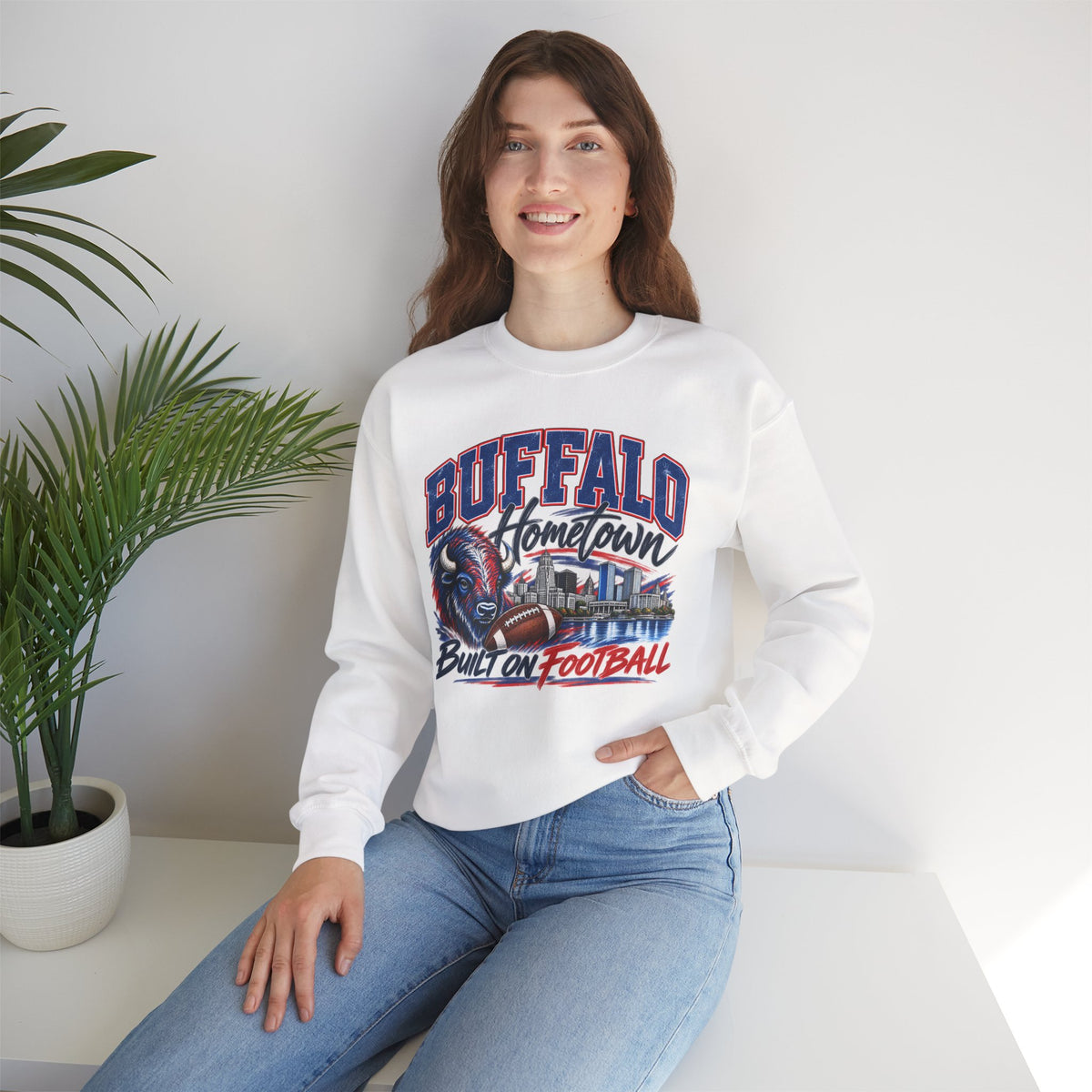 Buffalo Hometown Built on Football Crewneck