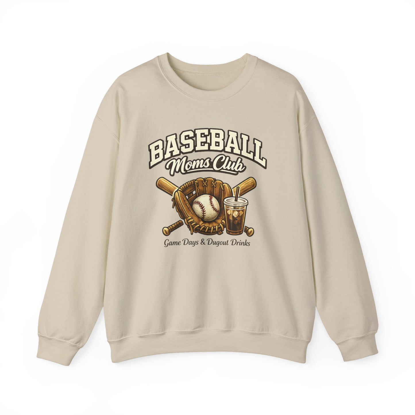 Baseball Moms Club Crewneck Sweatshirt | Vintage Glove Bat Ball Design