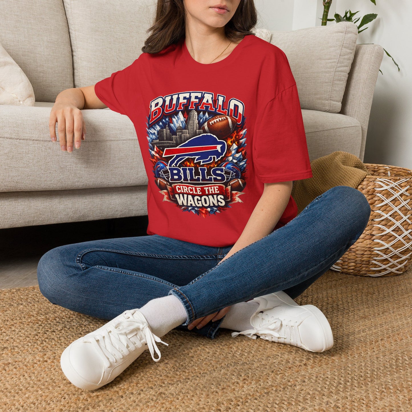 Buffalo Bills logo football t-shirt | Circle the Wagons city skyline