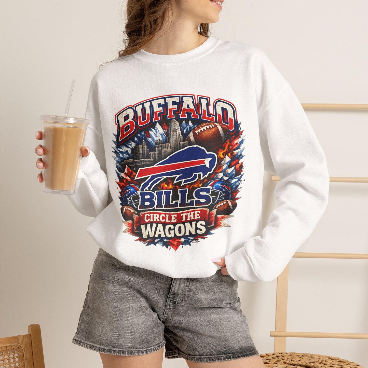 Buffalo Bills Circle the Wagons Crewneck Sweatshirt | NFL Team Pullover