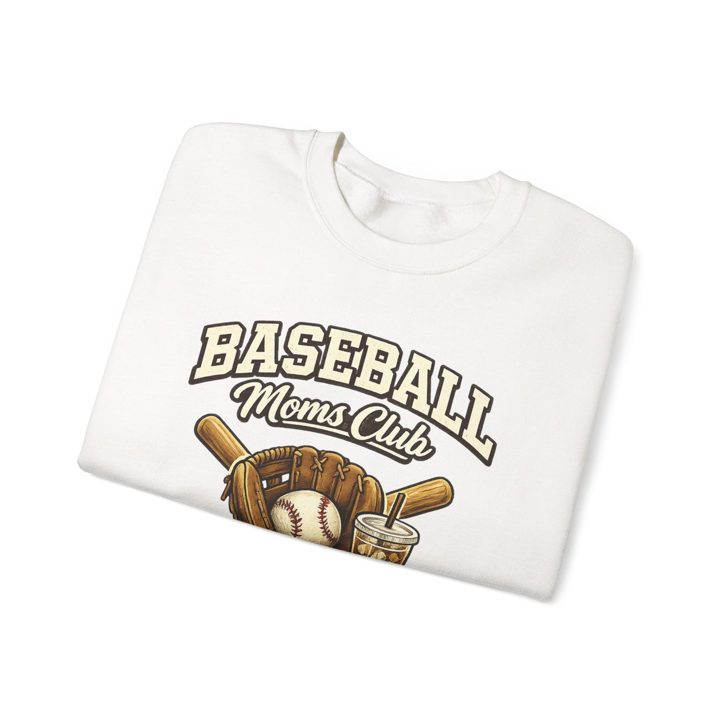 Baseball Moms Club Crewneck Sweatshirt | Vintage Glove Bat Ball Design