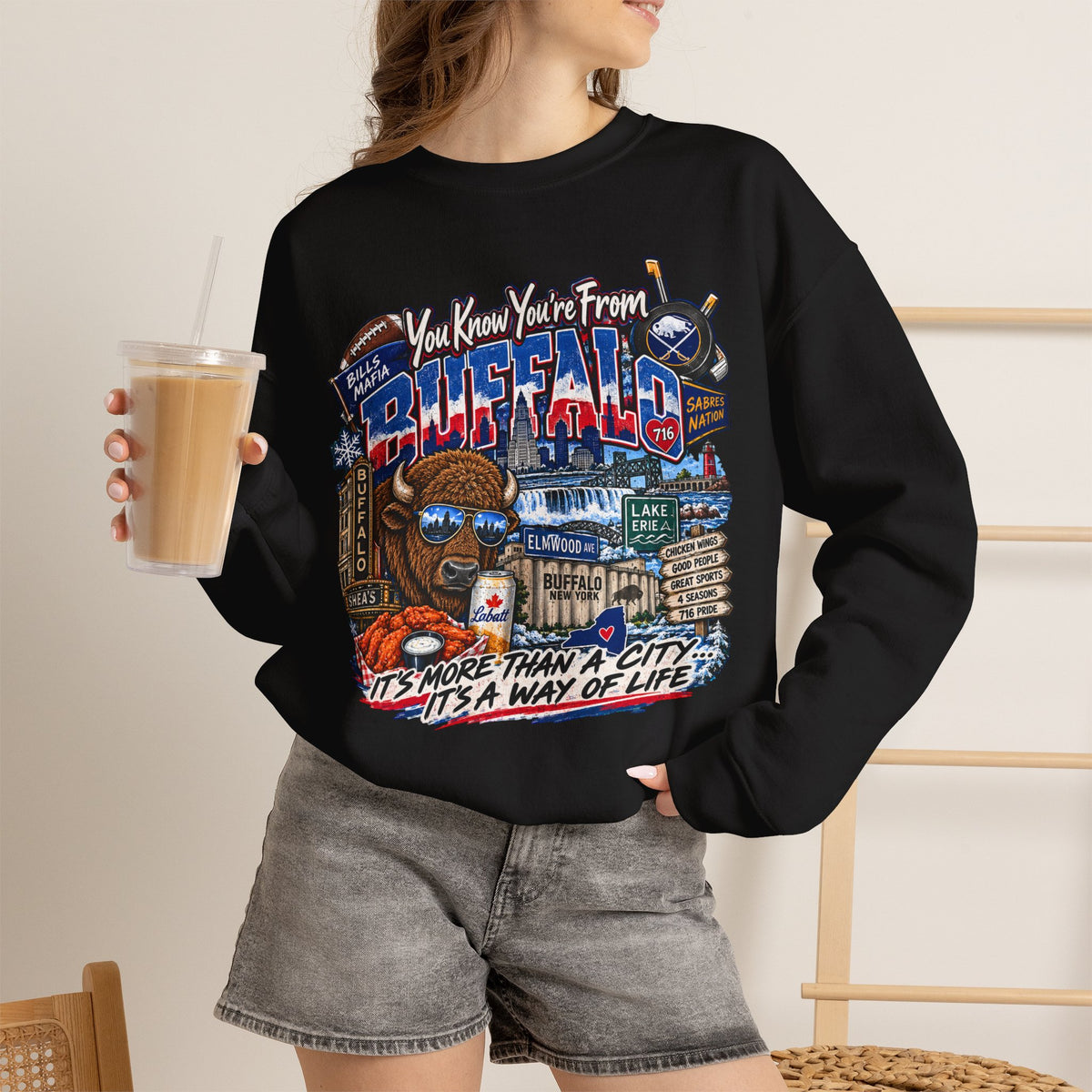 Buffalo City Pride Crewneck Sweatshirt — "You Know You’re From Buffalo" Graphic