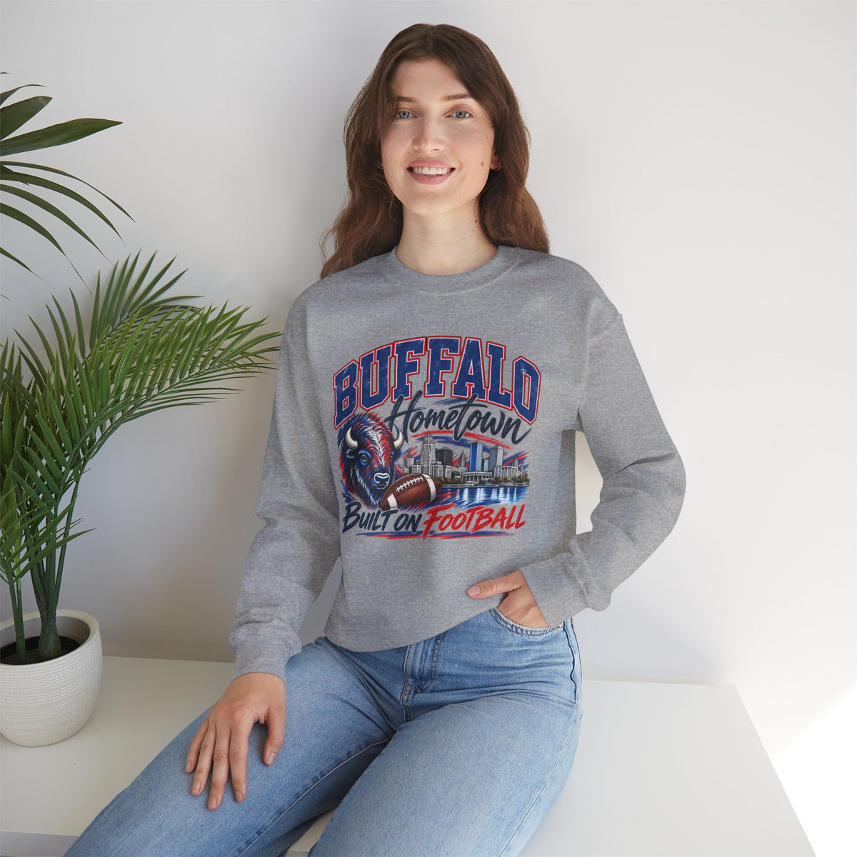 Buffalo Hometown Built on Football Crewneck