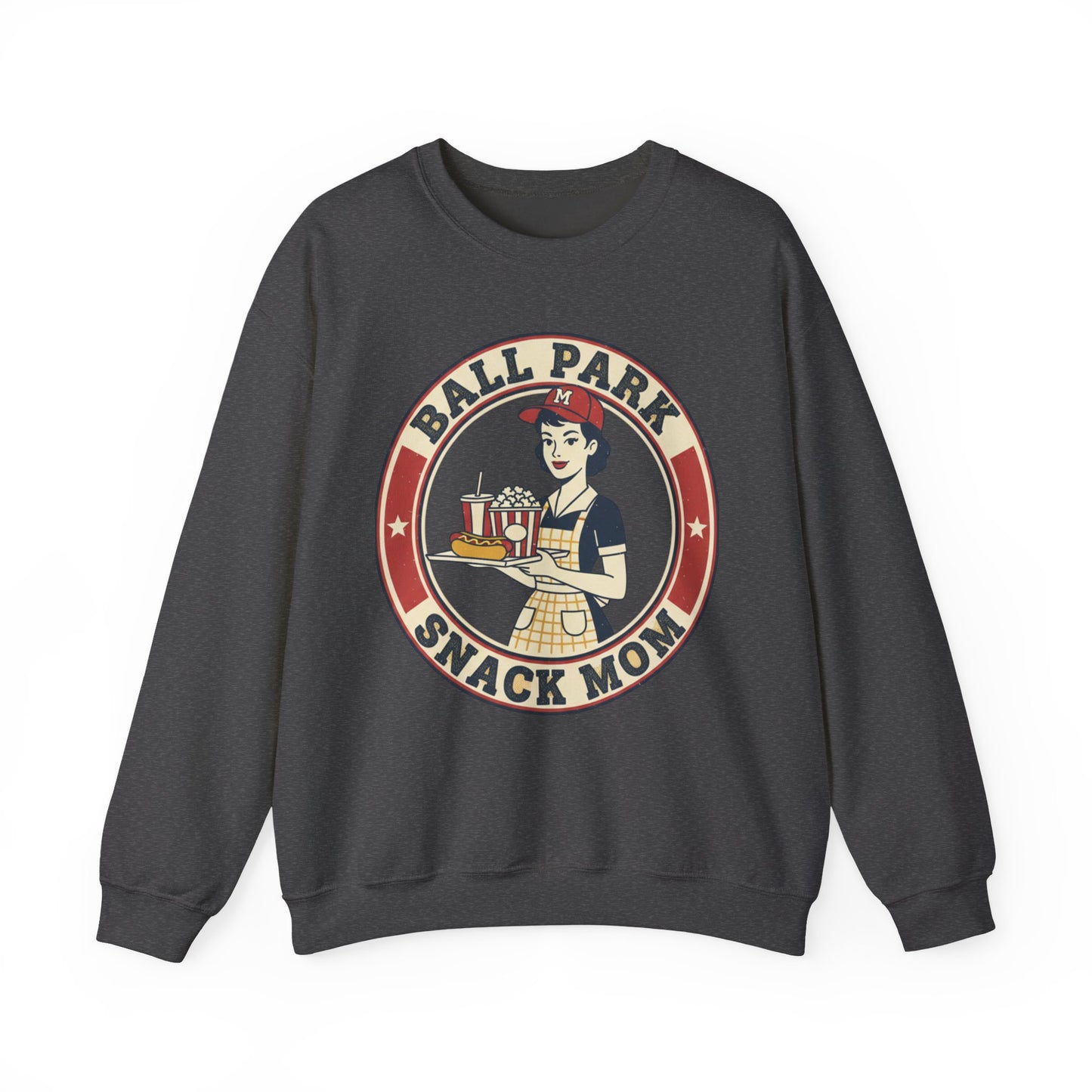 Ball Park Snack Mom Sweatshirt | Retro Baseball Concession Design