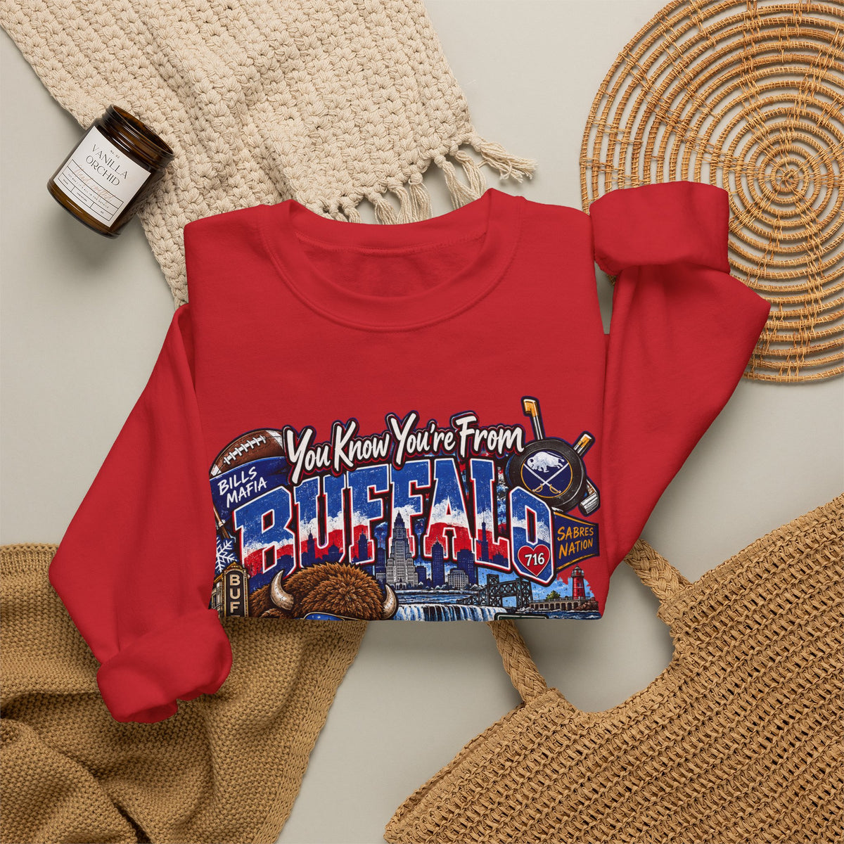 Buffalo City Pride Crewneck Sweatshirt — "You Know You’re From Buffalo" Graphic