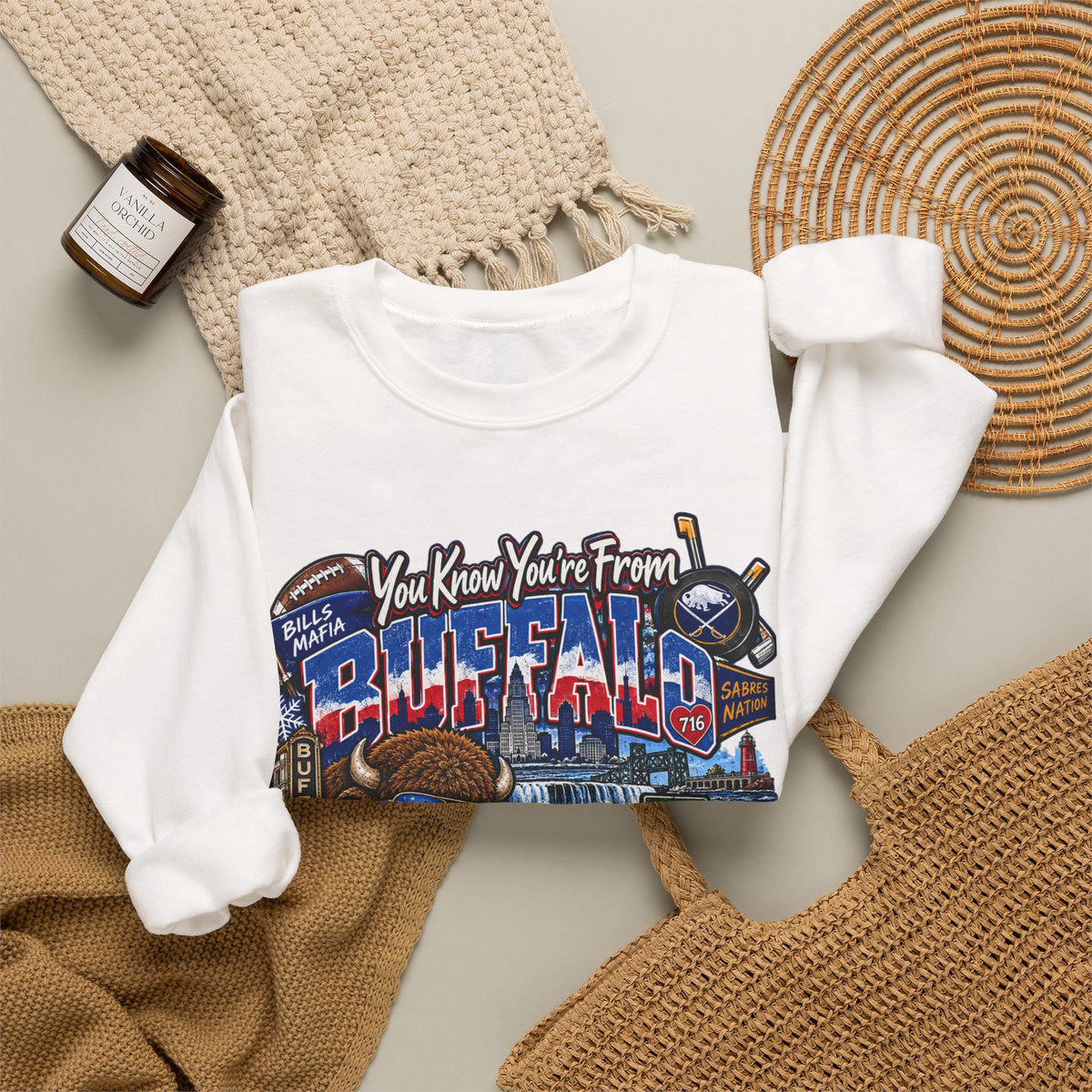 Buffalo City Pride Crewneck Sweatshirt — "You Know You’re From Buffalo" Graphic