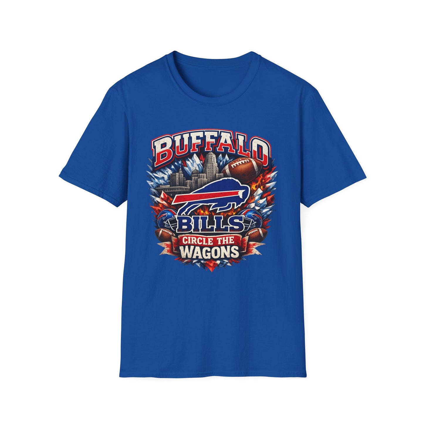 Buffalo Bills logo football t-shirt | Circle the Wagons city skyline