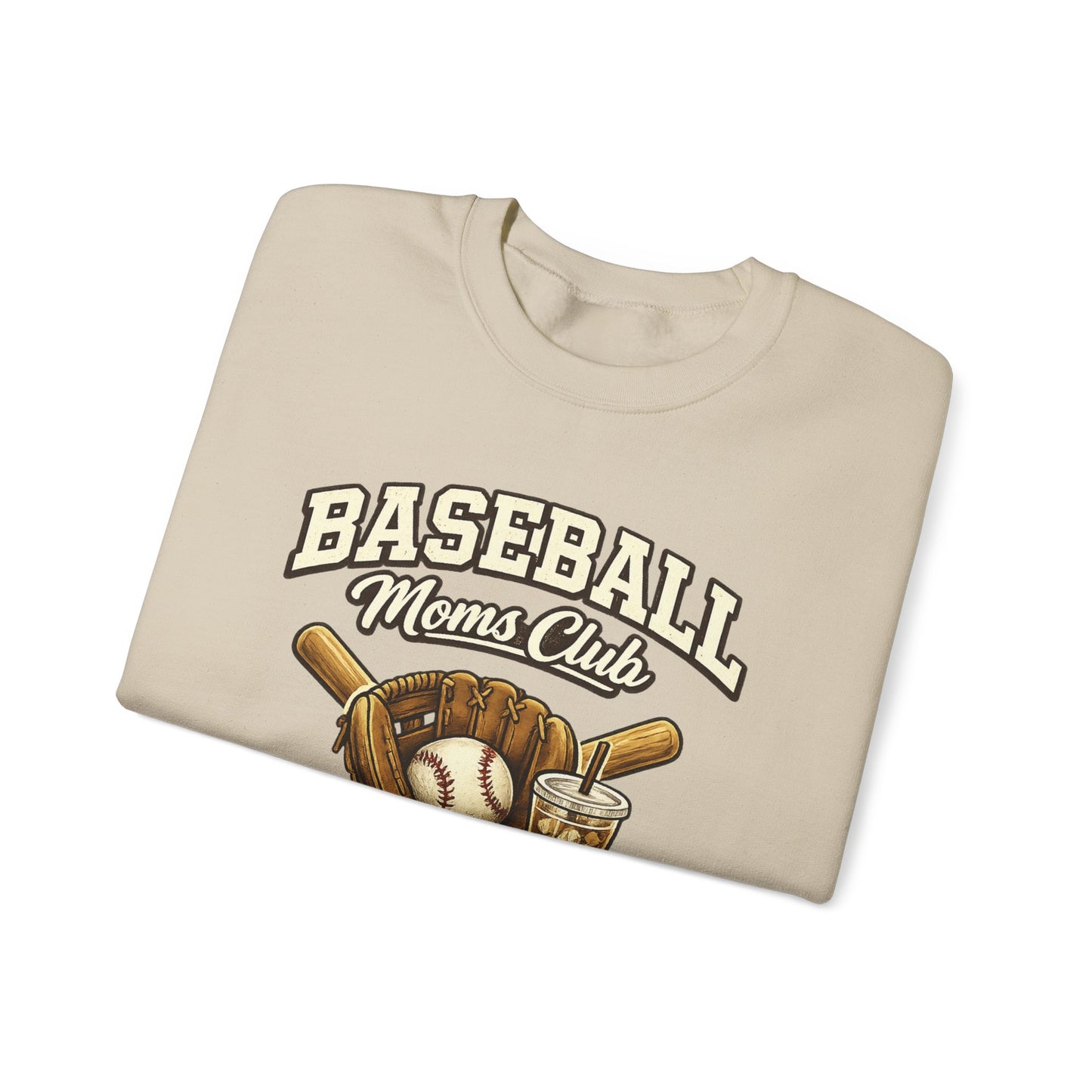 Baseball Moms Club Crewneck Sweatshirt | Vintage Glove Bat Ball Design