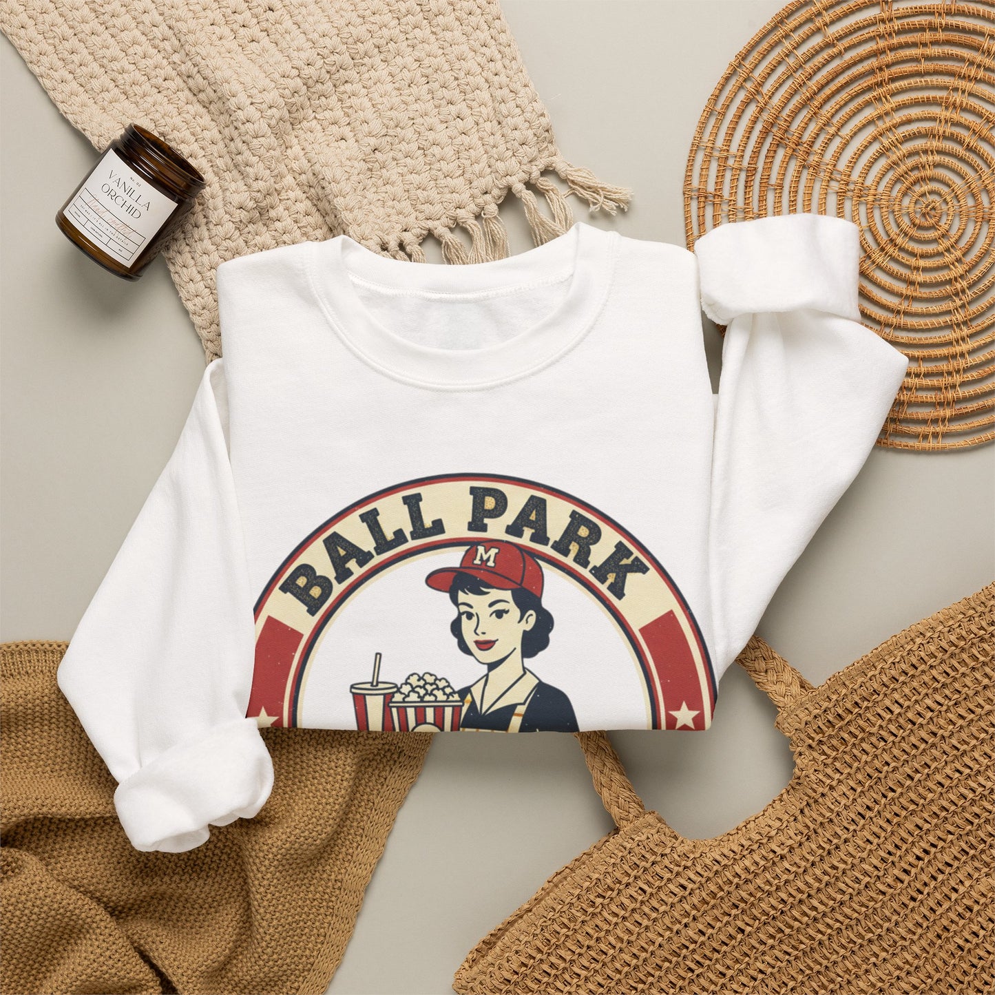 Ball Park Snack Mom Sweatshirt | Retro Baseball Concession Design