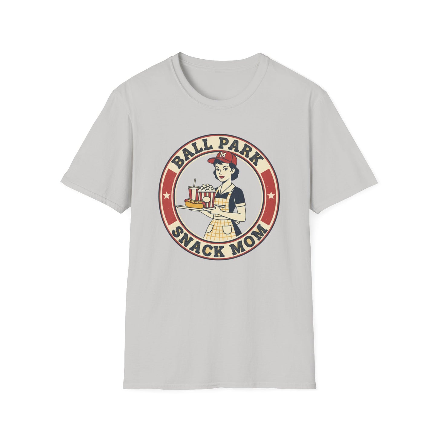 Ball Park Snack Mom T-Shirt — Vintage Baseball Concession Stand Tee