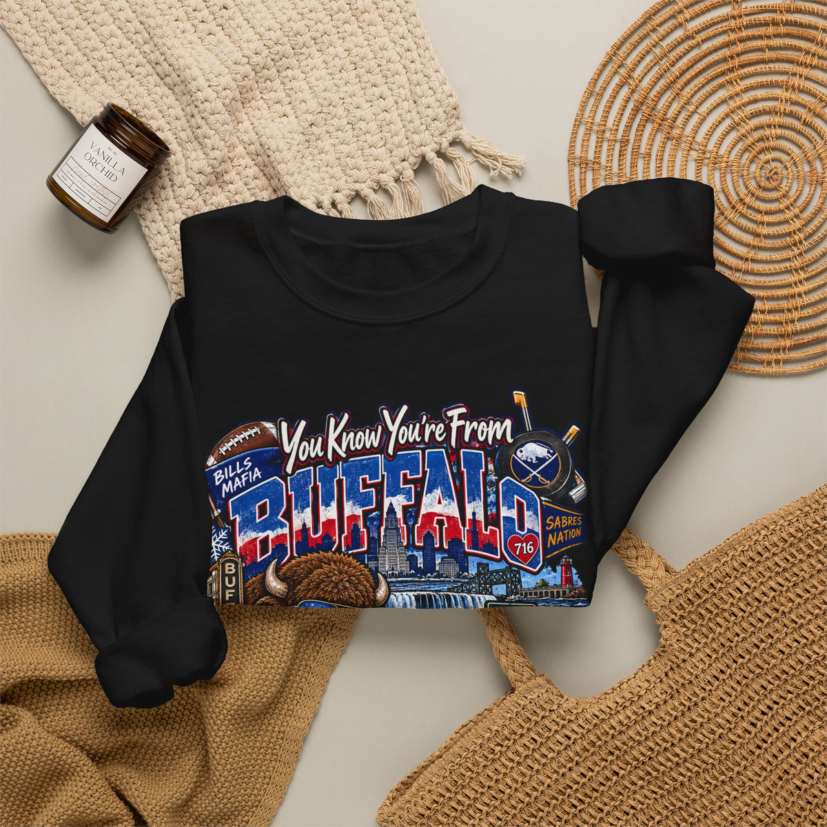 Buffalo City Pride Crewneck Sweatshirt — "You Know You’re From Buffalo" Graphic