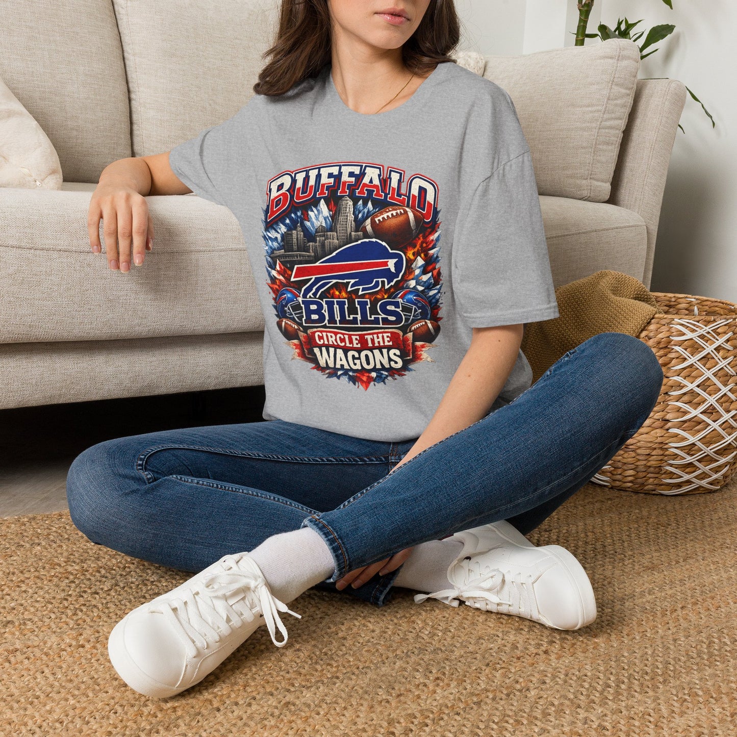 Buffalo Bills logo football t-shirt | Circle the Wagons city skyline
